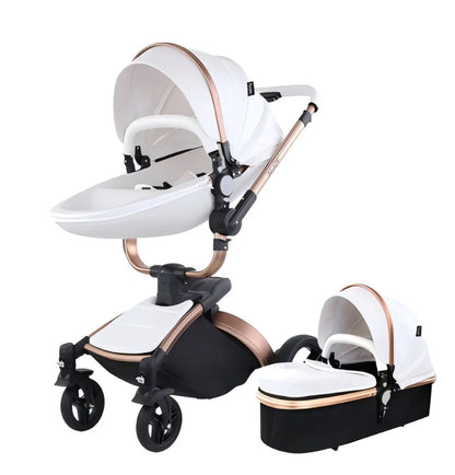 Luxury 3 IN 1 PU Leather 360-Degree Rotating Baby Stroller childrensterritory
