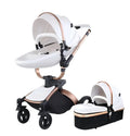 Luxury 3 IN 1 PU Leather 360-Degree Rotating Baby Stroller childrensterritory