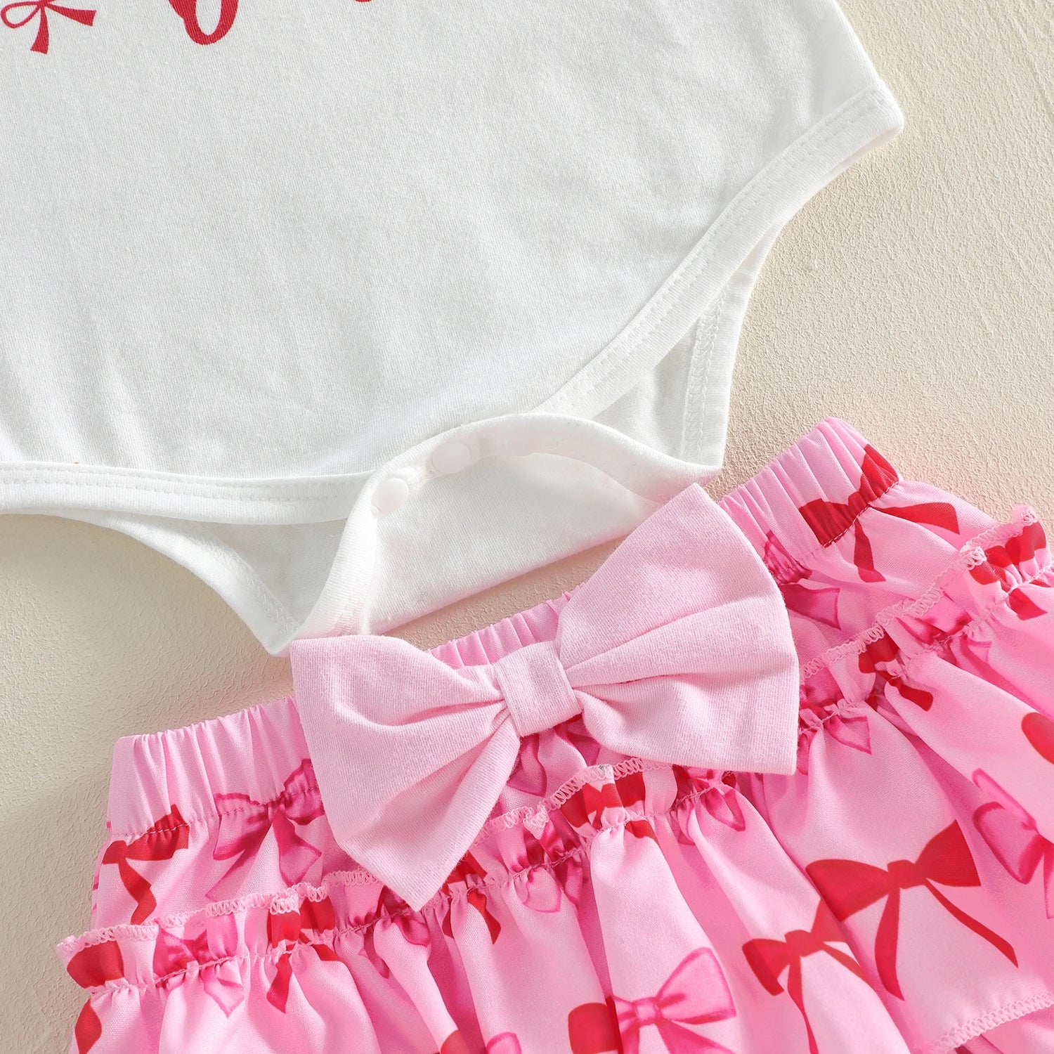 Infant Baby Girls Letter Print Rompers Bow Shorts Set