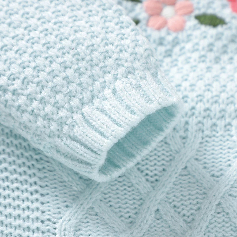 Baby Kids Flower Embroidery Design Winter Bodysuit