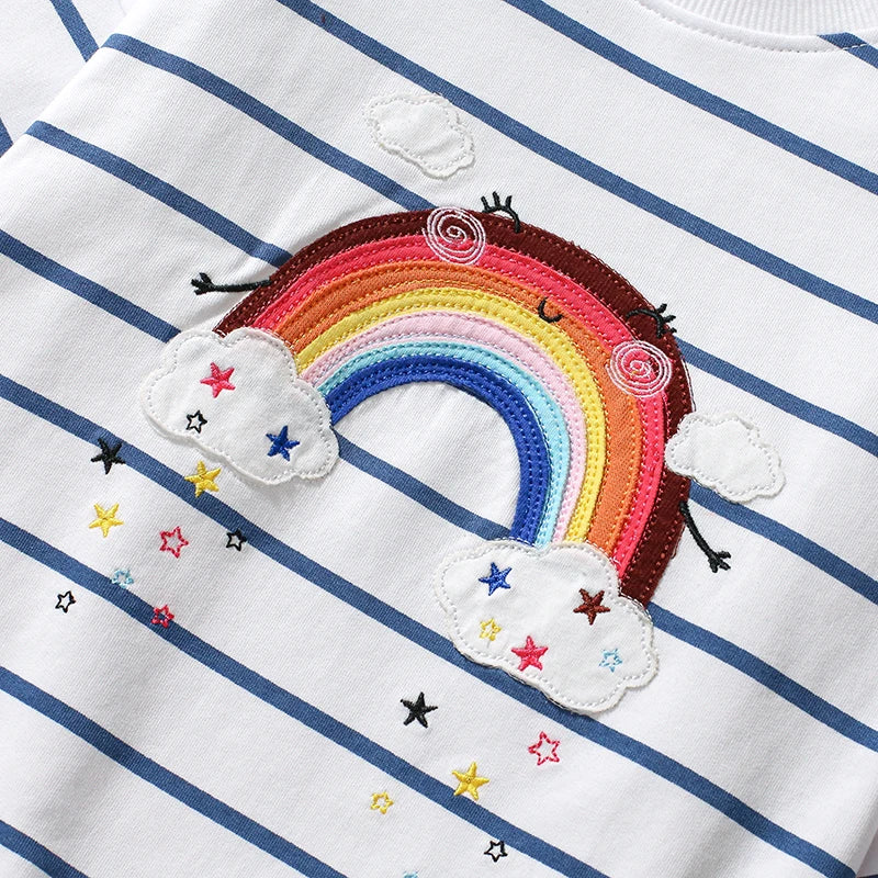 Rainbow Design Long Sleeve Stripes Tops with Leggings for Girls childrensterritory