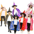 Kids Black Purple Red Carnival Cloak with Witch Hat