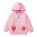 Strawberry Embroidery Little Girls Autumn Hooded Jacket childrensterritory