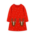 Kids Girls Christmas Deer Design New Year Party Dresses