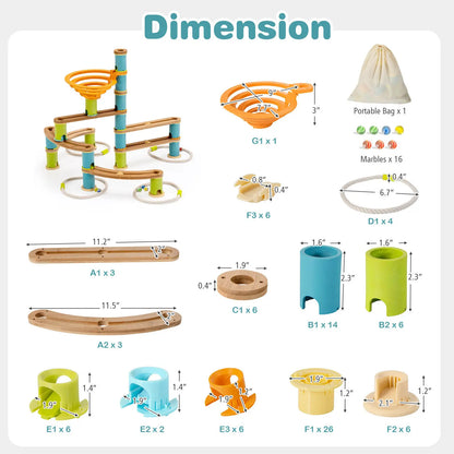 Wooden 162PCS STEM Marble Run Educational Toys for Kids