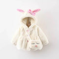 Rabbit Ear Warm Hooded Jackets+Bag for Baby Girls
