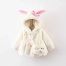 Rabbit Ear Warm Hooded Jackets+Bag for Baby Girls