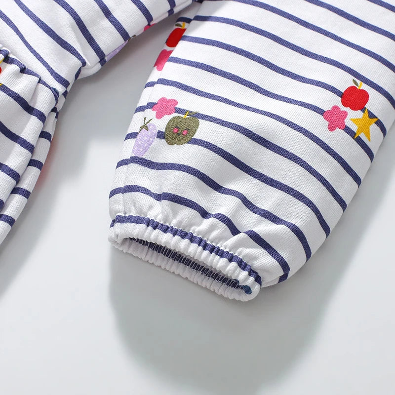 Little Girls Cartoon Striped Casual Cotton Dress childrensterritory