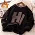 "HI" Letter Printed Kids Boys Warm Fleece Sweatshirts childrensterritory