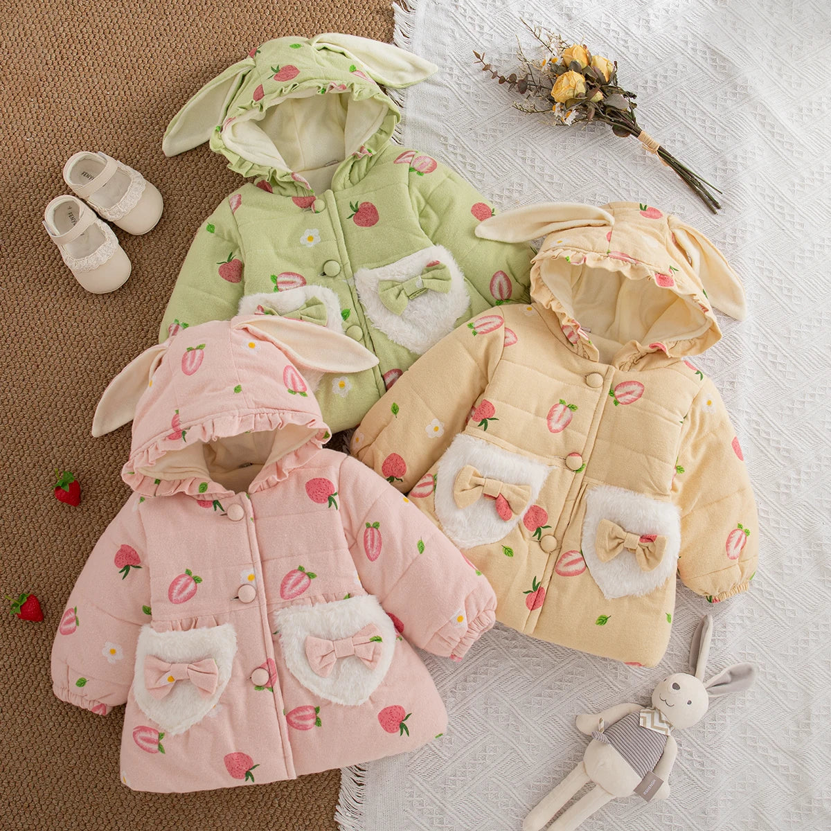 Girls Cartoon Design Winter Warm Jackets