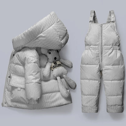 Little Boys Girls Thick Warm Down Jacket Jumpsuit Clothing Set childrensterritory