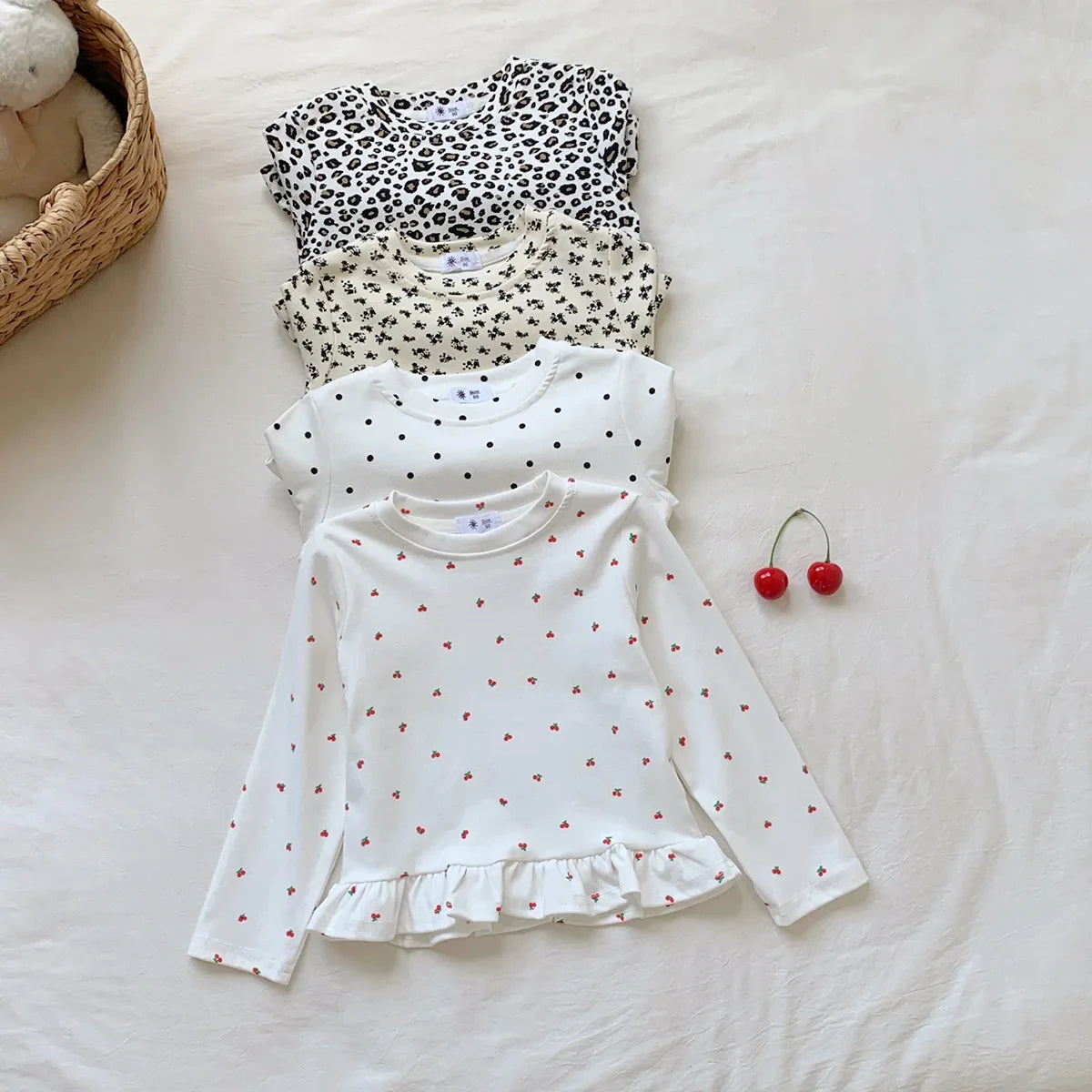 Little Girls Stylish Print Tops with Pant Outfit Set for Autumn