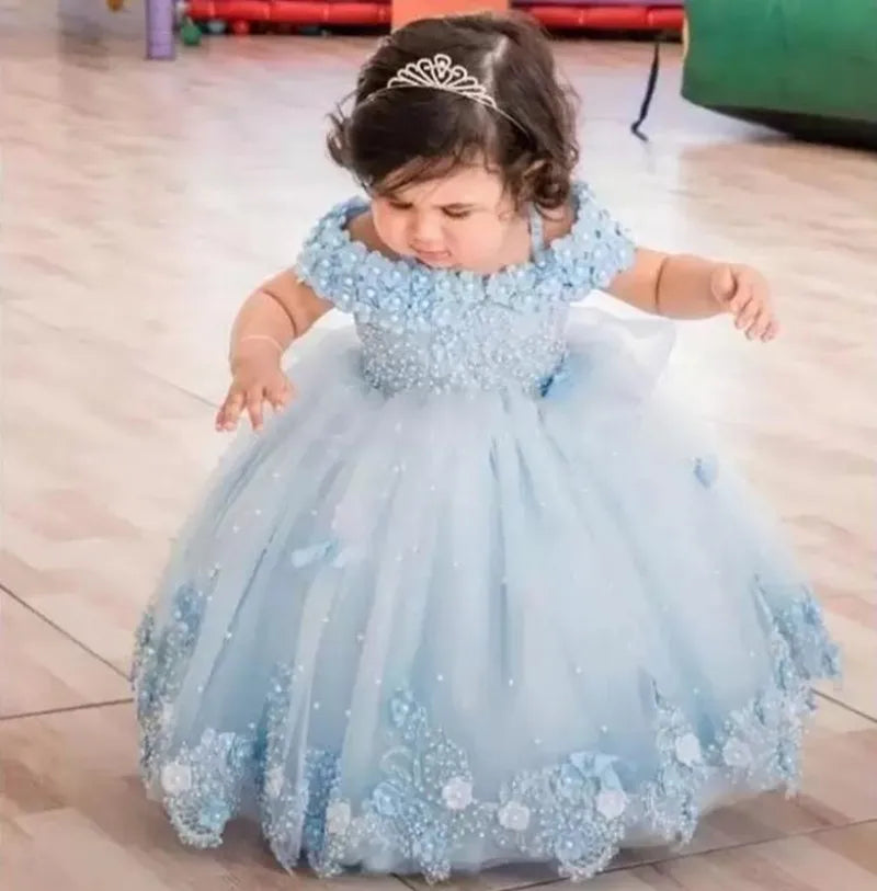 Baby/Kid Girl Off Shoulder Birthday Party Flower Dress