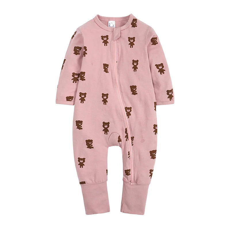Long Sleeves Printed Baby Girl/Boy Zipper Bodysuits