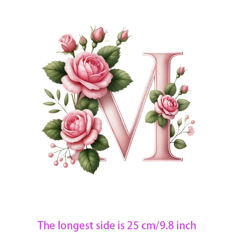 Flower Letter Ironing Transfers Decals For Clothing Diy Appliques