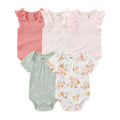 Cartoon Print Sleeveless 5Pieces Newborn Cotton Bodysuits childrensterritory
