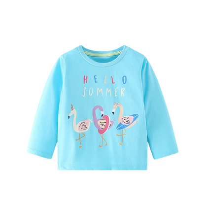 Full-Sleeve Animal Print Cotton T-Shirts For Girls childrensterritory