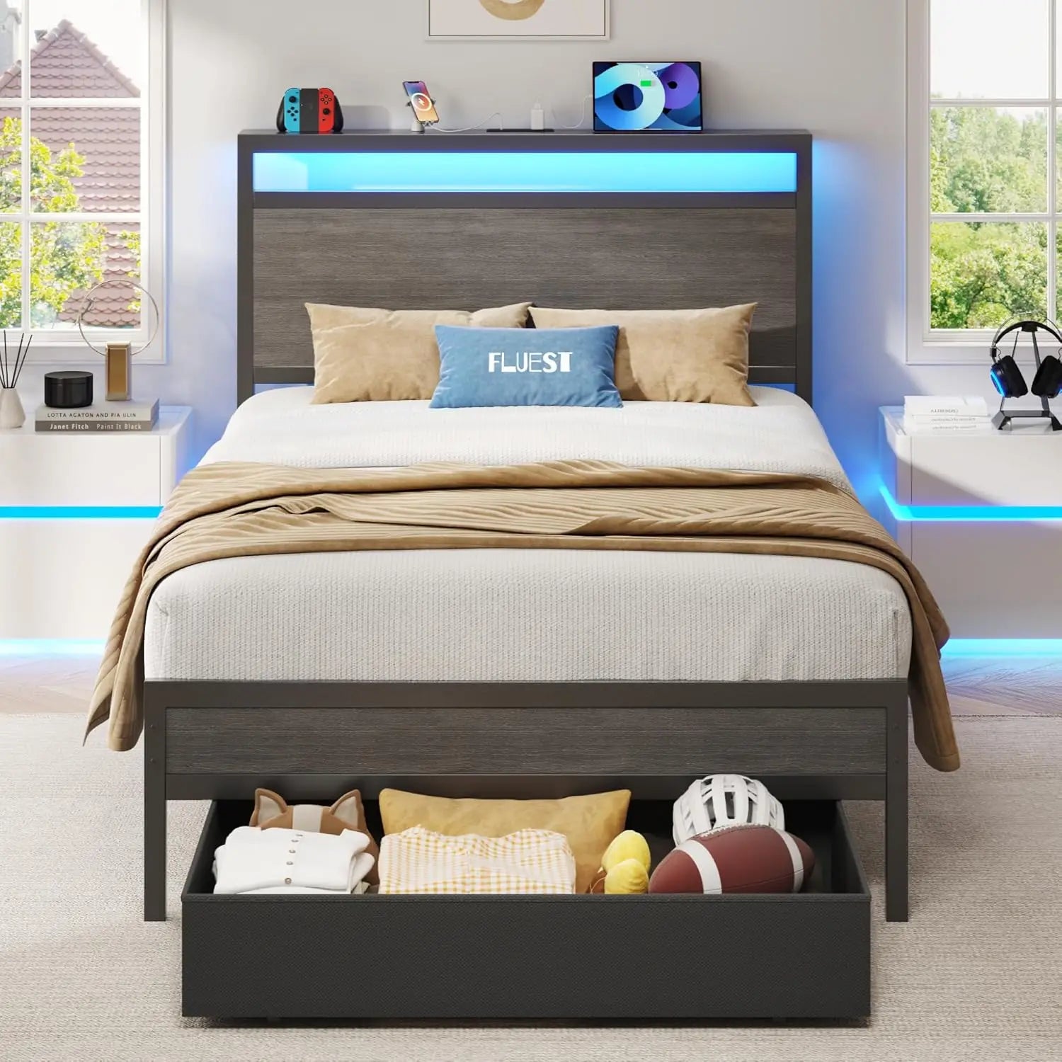 Space-Saving Kids Full Corner Bed Frame with Smart Design childrensterritory