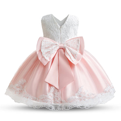 Elegant Baby Girl Big Bow Christening/Birthday Dresses