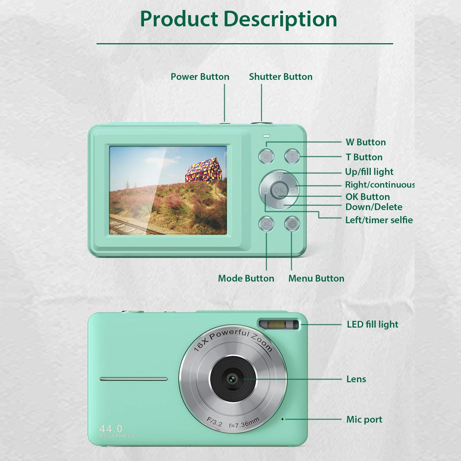 Kids' Compact FHD Digital Camera with 16x Zoom