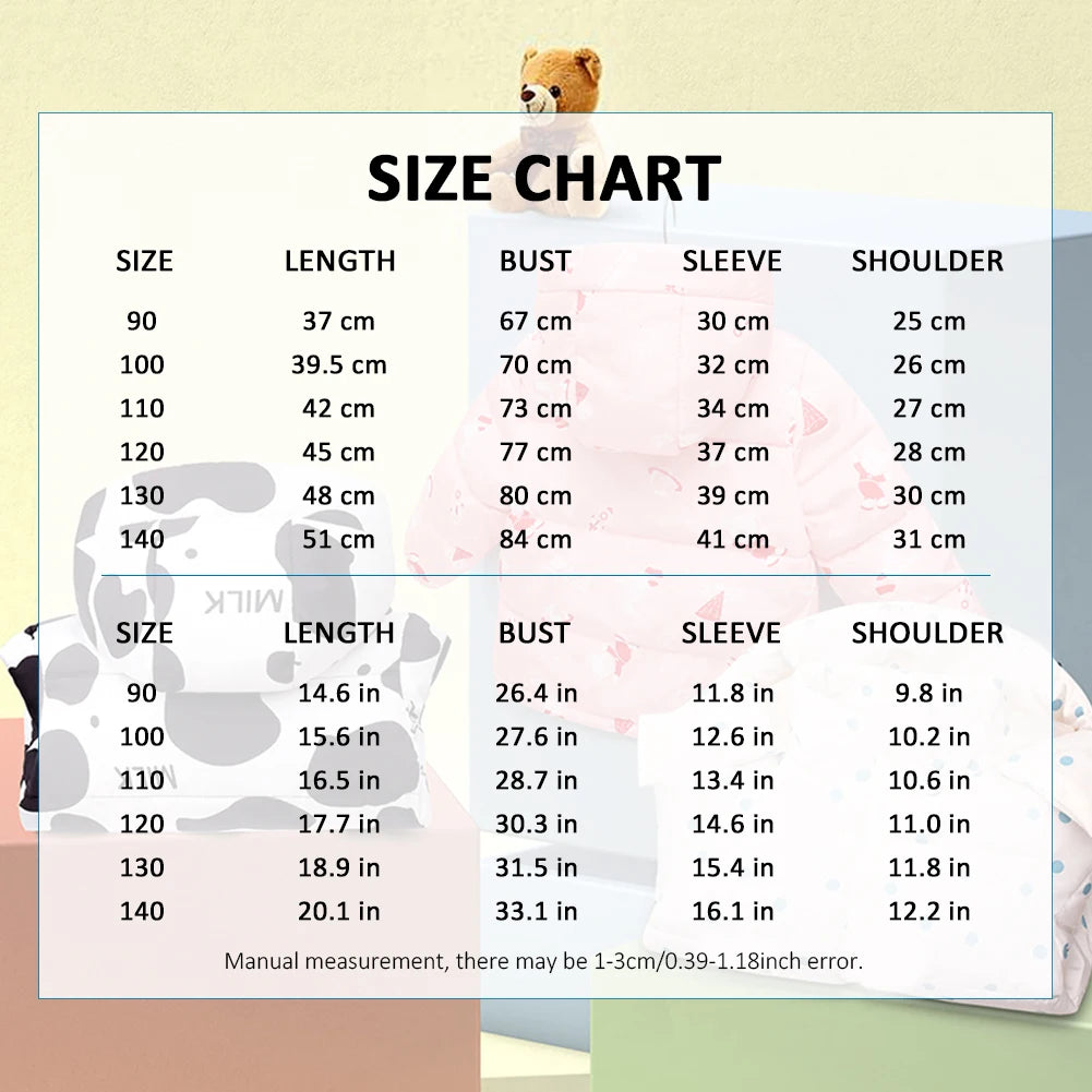 Kids Long Sleeve Cartoon Pattern Zip Up Hooded Jacket