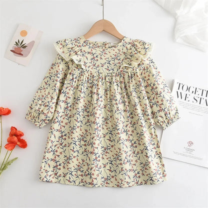 Kids Girls Long Sleeve Mesh Cotton Winter Party Dresses