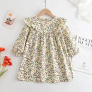 Kids Girls Long Sleeve Mesh Cotton Winter Party Dresses