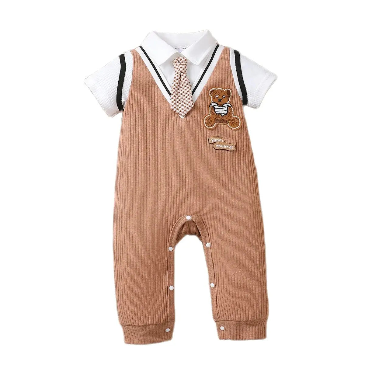Baby Boy Gentlemen Romper with Tie for Summer