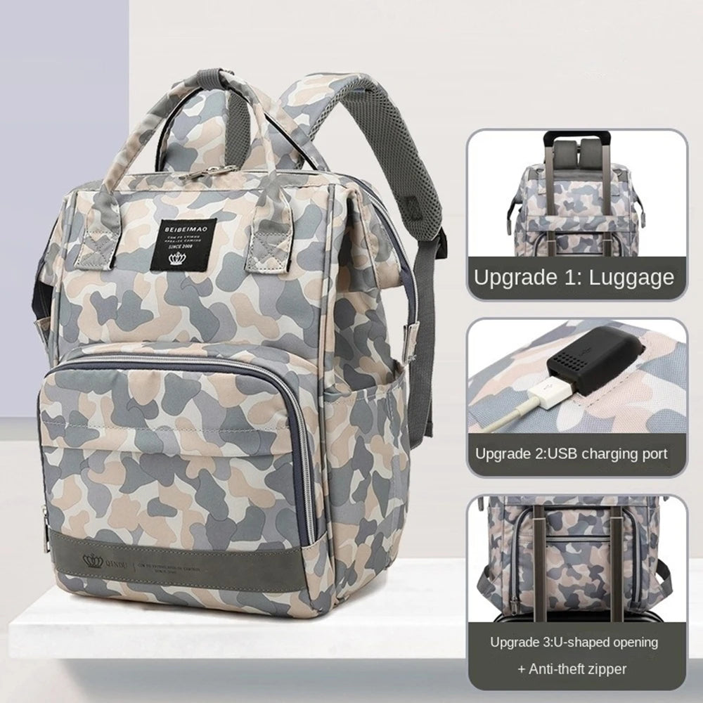 Multifunctional Baby Diaper Backpack With USB Port childrensterritory