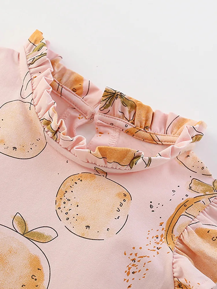 Kids Girls Cartoon Print Cotton Summer A-LINE Dresses