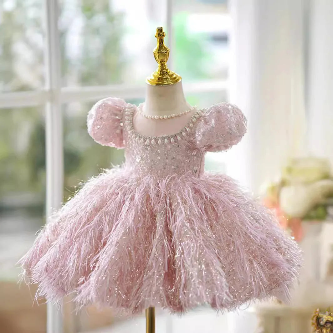 Vintage Design Glittery Pageant Tutu Dresses for Little Girls