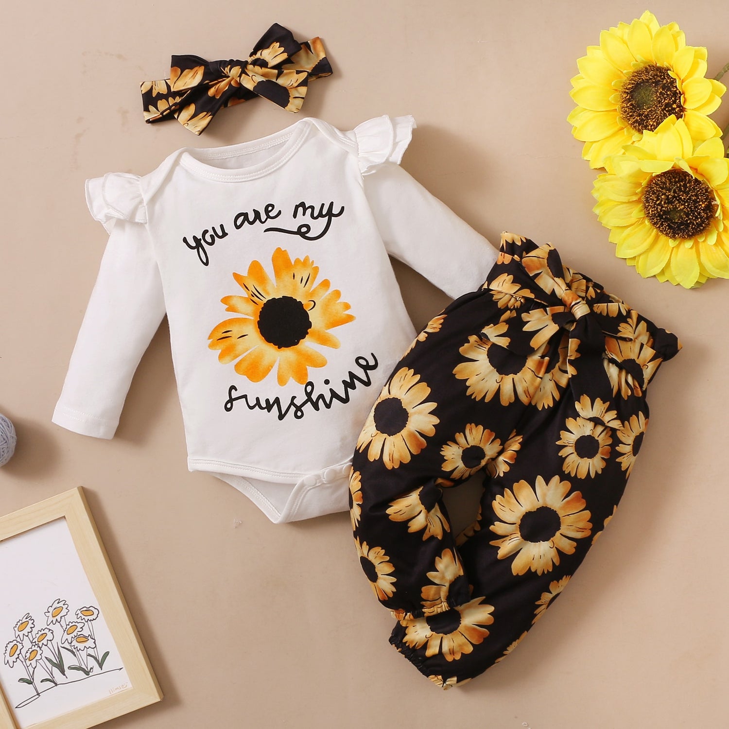 Baby Girl Printed 3 Pieces Outfits New Born Clothes Set childrensterritory