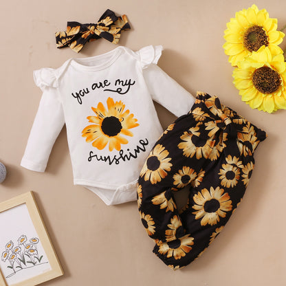 Baby Girl Printed 3 Pieces Outfits New Born Clothes Set childrensterritory