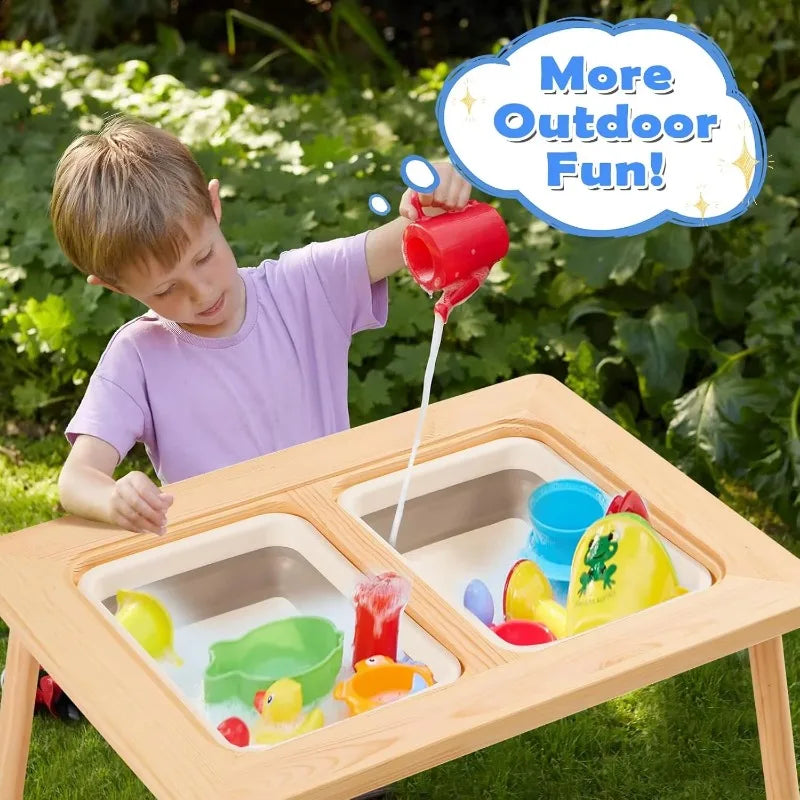 Multifunctional Kids Sensory Table with 2 Storage Boxes and 2 Stools childrensterritory
