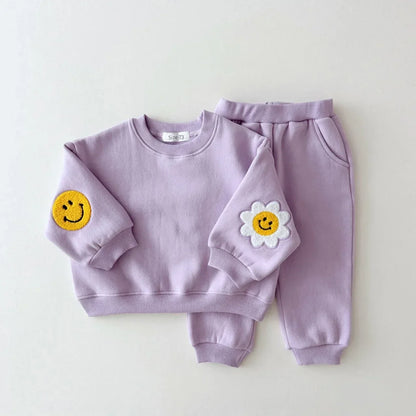 Baby Girls/Boys Patched Sweatshirt + Pants 2pcs Tracksuit