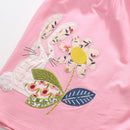 Cartoon Rabbit Embroidered Girls Long Sleeves Dress childrensterritory
