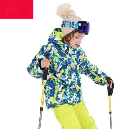 Kids Ski Wear Printed Windproof And Waterproof Clothing Set childrensterritory