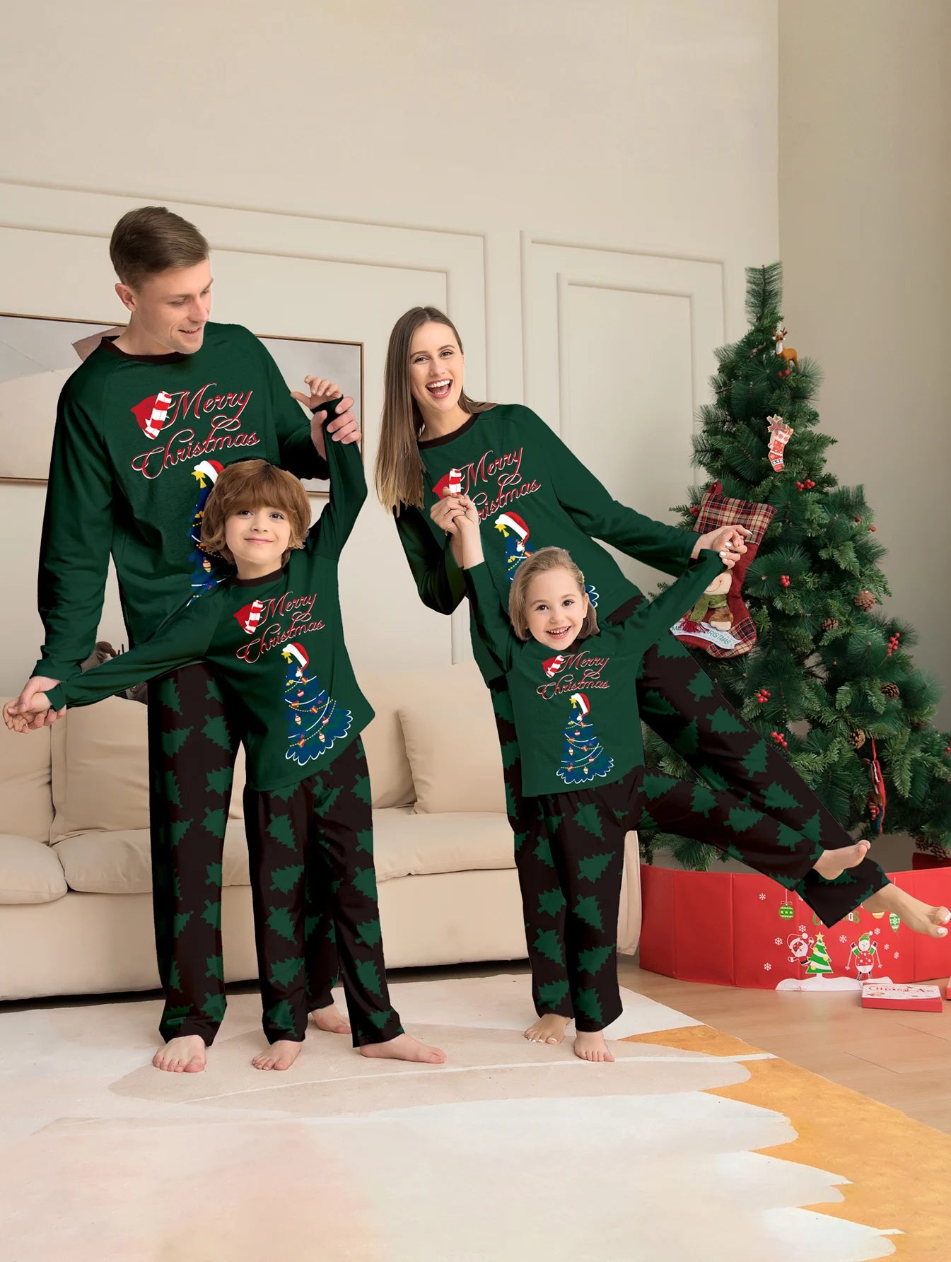 Long Sleeves Christmas Design Family Matching Clothing Set childrensterritory
