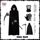 Halloween Death Black Cloak and Skeleton Costume Prop Set