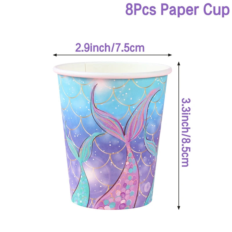 Mermaid-themed Kids Birthday Party Decorations and Tableware Set