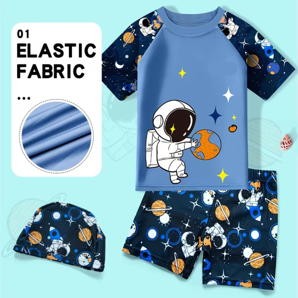 Kids Boys 2pcs Cartoon Printed Swimsuit Set