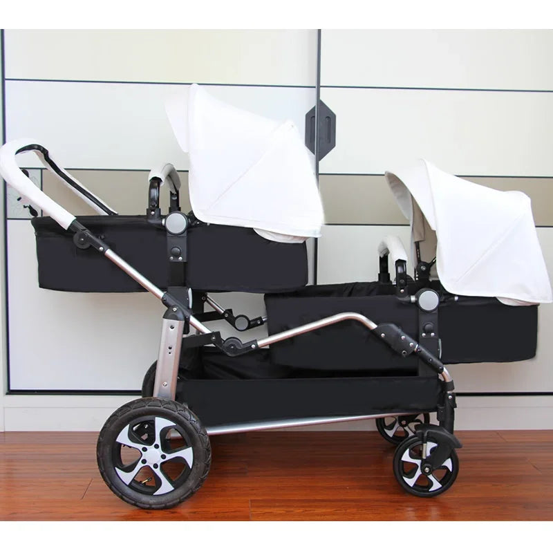 Luxury Pu Leather Twin Baby Strollers childrensterritory