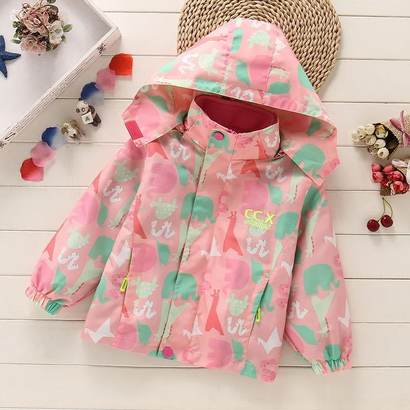 Girls’ Full-Sleeve Printed Hooded Jackets childrensterritory