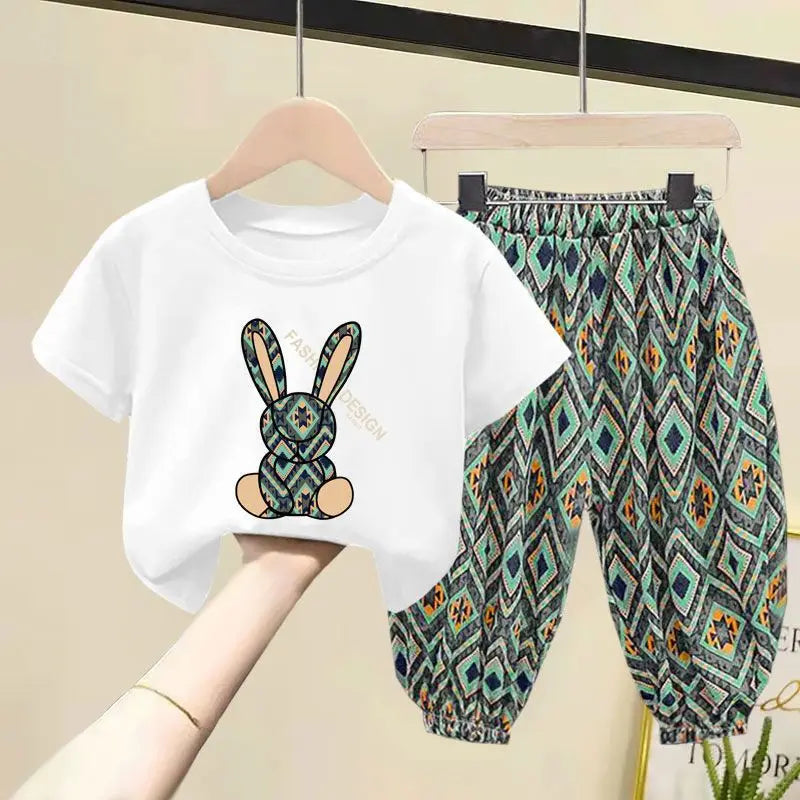 Kids Girls Korean Style Summer Two-piece Clothing Set