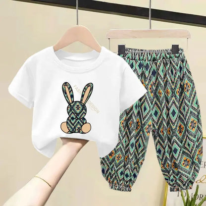Kids Girls Korean Style Summer Two-piece Clothing Set
