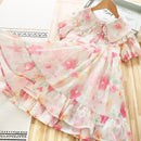 Kids Girl Floral Print Short Sleeve Summer Party Dress