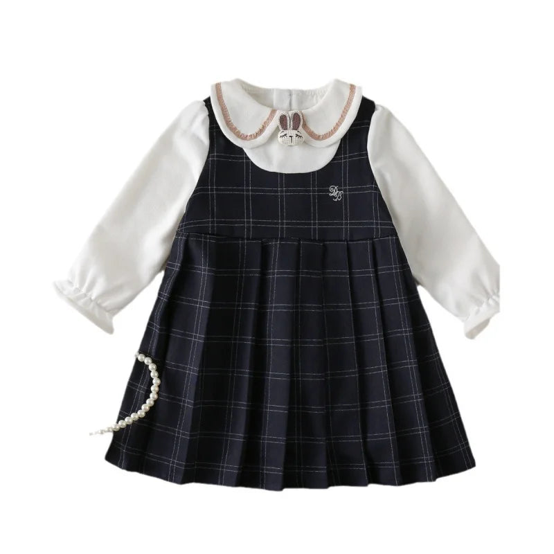 Cute Academic-Style Kids Girls Autumn Princess Dress