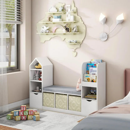 Kids Toy Storage Organizer and Bookshelf with Reading Nook