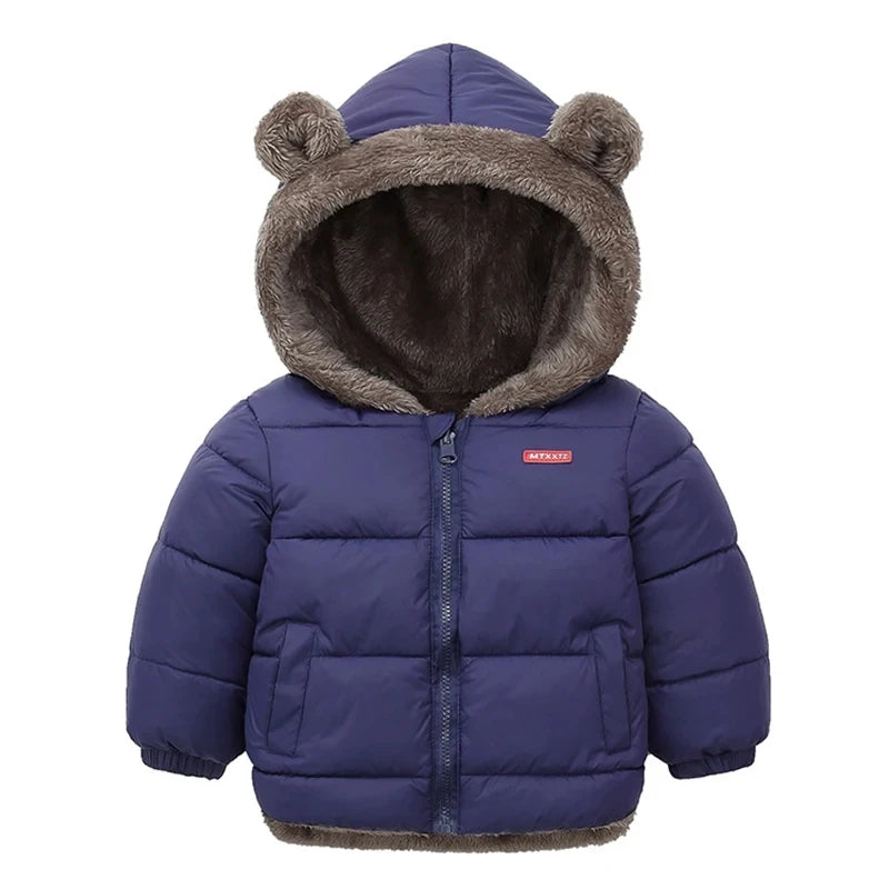 Kids' Solid-Colour Long-Sleeved Winter Jackets