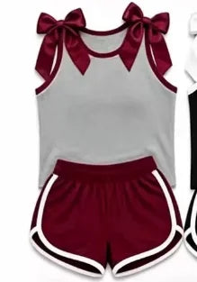 Kids Girls Stylish Bow Detail Sleeveless Top With Shorts